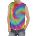 Rainbow Spiral Tie Dye Print Men's Fitness Tank Top