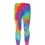 Rainbow Spiral Tie Dye Print Men's leggings