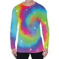 Rainbow Spiral Tie Dye Print Men's Long Sleeve T-Shirt