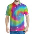 Rainbow Spiral Tie Dye Print Men's Polo Shirt