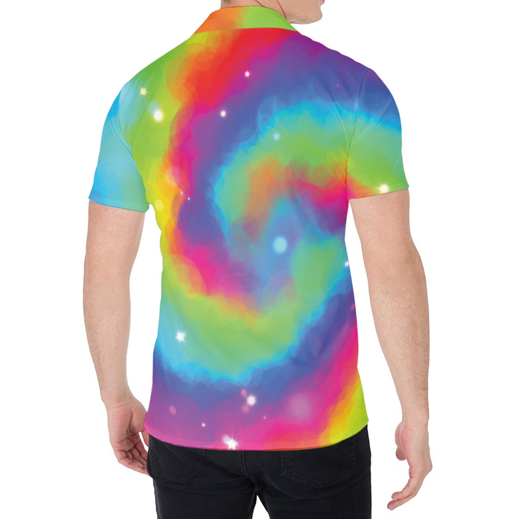Rainbow Spiral Tie Dye Print Men's Shirt