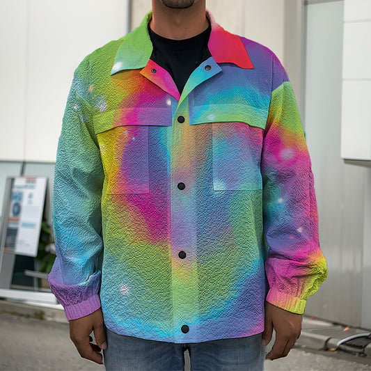 Rainbow Spiral Tie Dye Print Men's Shirt Jacket