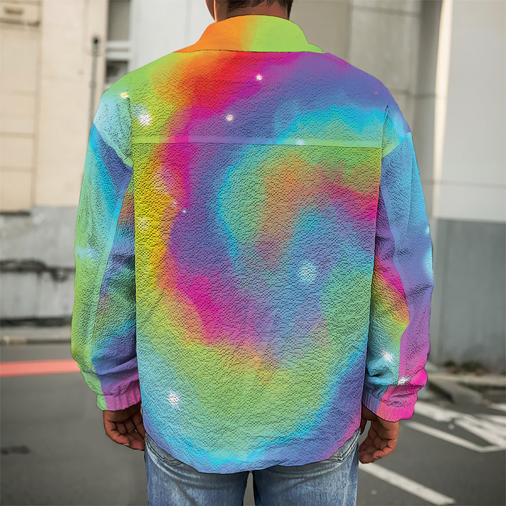 Rainbow Spiral Tie Dye Print Men's Shirt Jacket