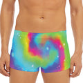 Rainbow Spiral Tie Dye Print Men's Short Boxer Briefs