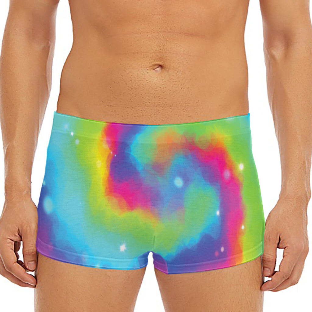 Rainbow Spiral Tie Dye Print Men's Short Boxer Briefs
