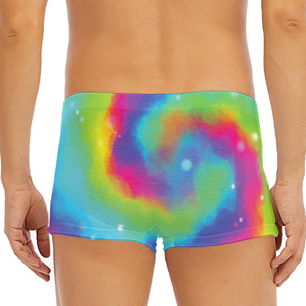 Rainbow Spiral Tie Dye Print Men's Short Boxer Briefs