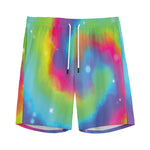 Rainbow Spiral Tie Dye Print Men's Sports Shorts