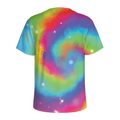 Rainbow Spiral Tie Dye Print Men's Sports T-Shirt