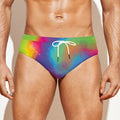 Rainbow Spiral Tie Dye Print Men's Swim Briefs