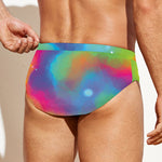 Rainbow Spiral Tie Dye Print Men's Swim Briefs
