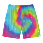 Rainbow Spiral Tie Dye Print Men's Swim Trunks