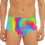 Rainbow Spiral Tie Dye Print Men's Triangle Swim Briefs