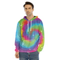 Rainbow Spiral Tie Dye Print Men's Velvet Pullover Hoodie