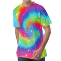 Rainbow Spiral Tie Dye Print Men's Velvet T-Shirt