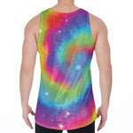 Rainbow Spiral Tie Dye Print Men's Velvet Tank Top
