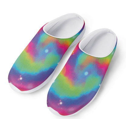 Rainbow Spiral Tie Dye Print Mesh Casual Shoes