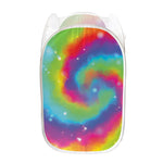 Rainbow Spiral Tie Dye Print Mesh Laundry Hamper