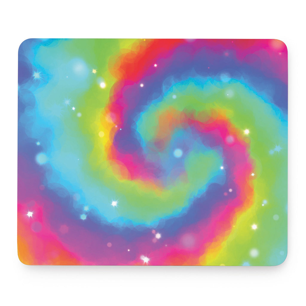 Rainbow Spiral Tie Dye Print Mouse Pad