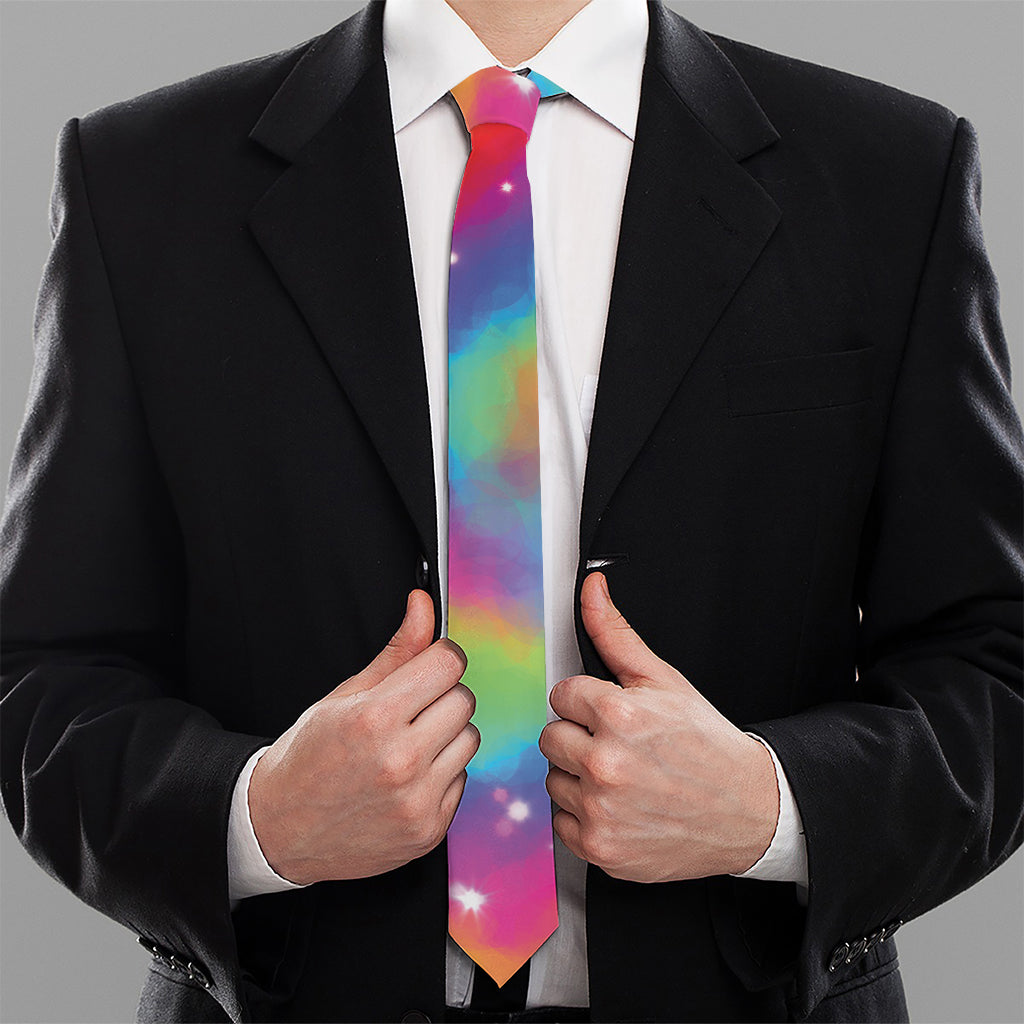 Rainbow Spiral Tie Dye Print Necktie