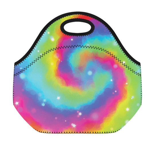 Rainbow Spiral Tie Dye Print Neoprene Lunch Bag