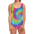 Rainbow Spiral Tie Dye Print One Piece Swimsuit