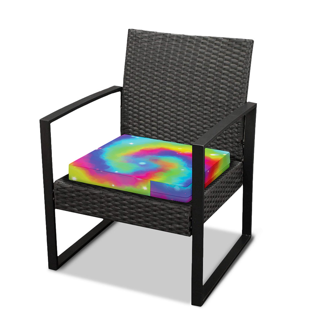 Rainbow Spiral Tie Dye Print Outdoor Seat Cushion Cover