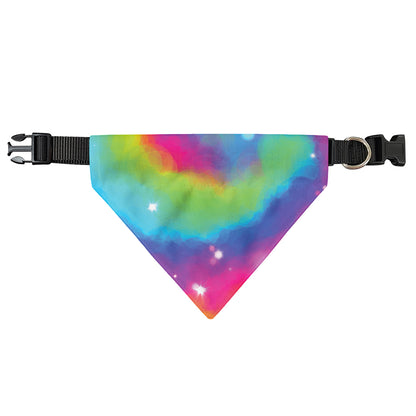 Rainbow Spiral Tie Dye Print Over The Collar Dog Bandana