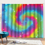 Rainbow Spiral Tie Dye Print Pencil Pleat Curtains