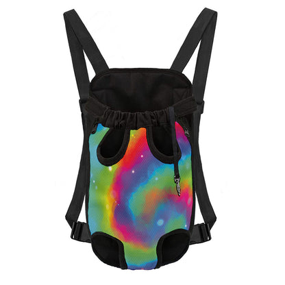 Rainbow Spiral Tie Dye Print Pet Carrier Backpack