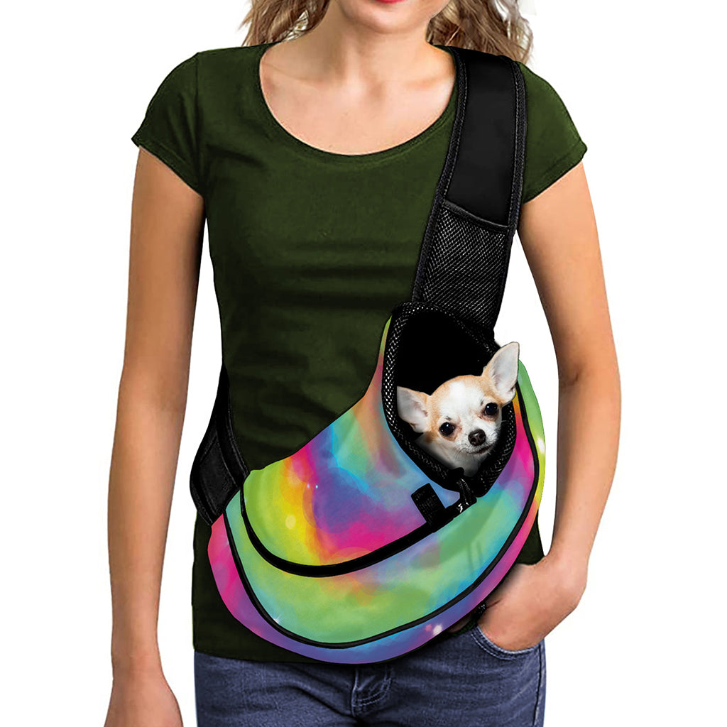 Rainbow Spiral Tie Dye Print Pet Sling Carrier