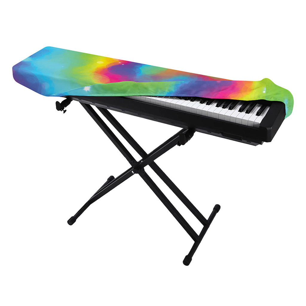 Rainbow Spiral Tie Dye Print Piano Keyboard Cover