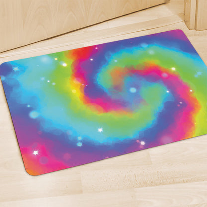 Rainbow Spiral Tie Dye Print Polyester Doormat
