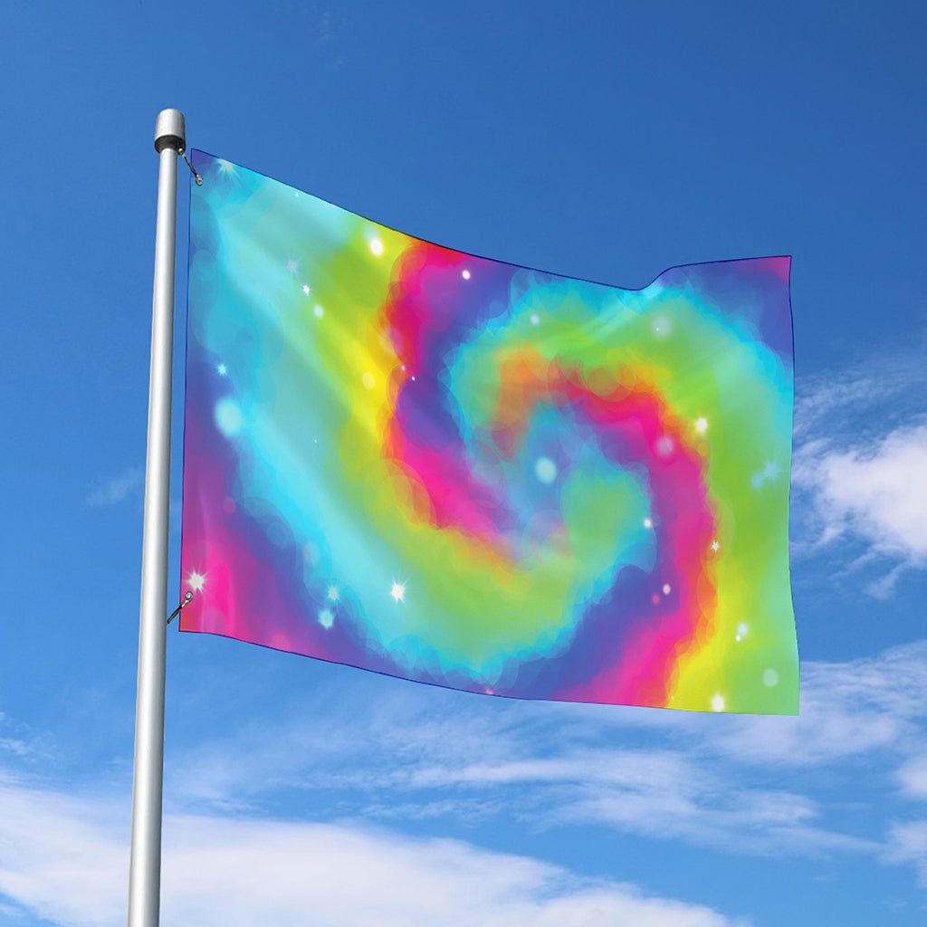 Rainbow Spiral Tie Dye Print Polyester Flag