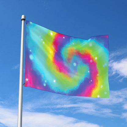 Rainbow Spiral Tie Dye Print Polyester Flag