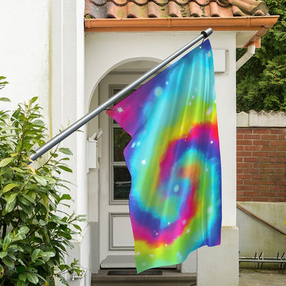 Rainbow Spiral Tie Dye Print Polyester Flag