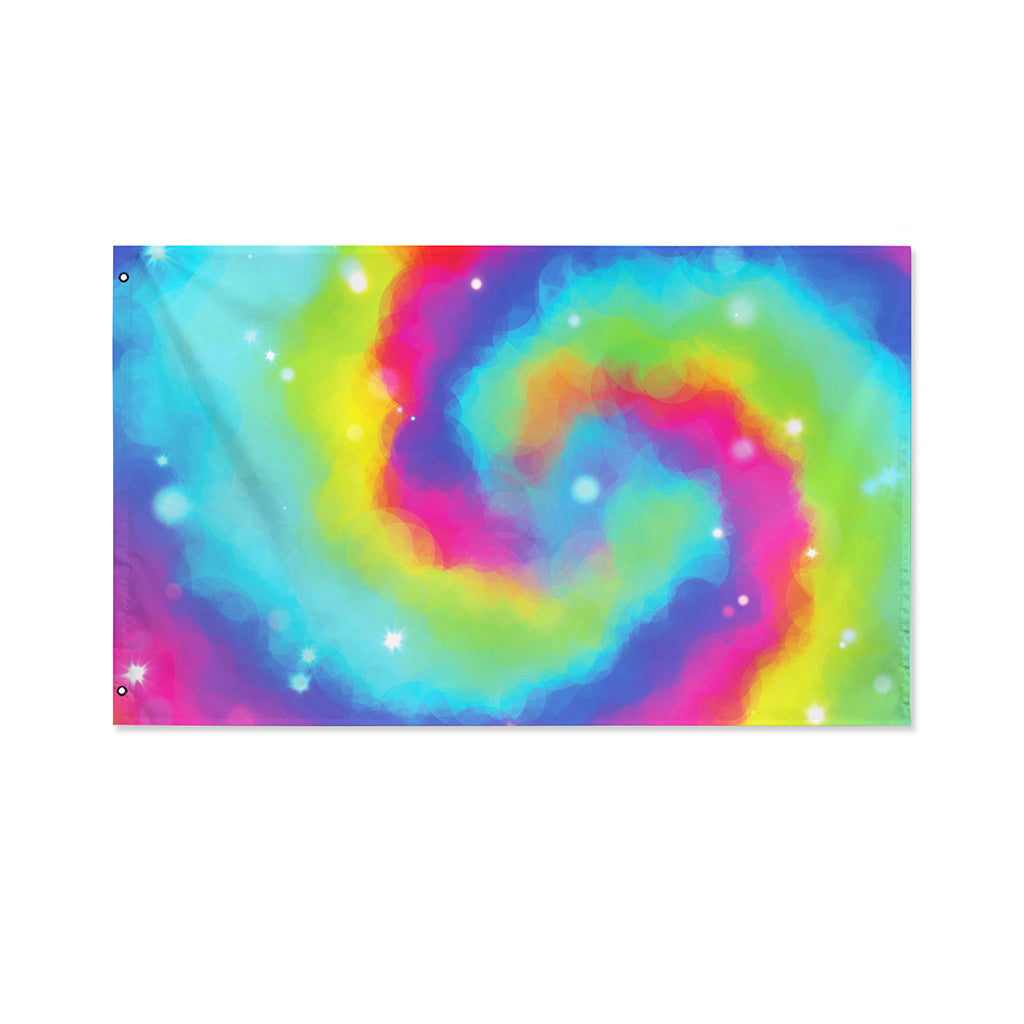 Rainbow Spiral Tie Dye Print Polyester Flag
