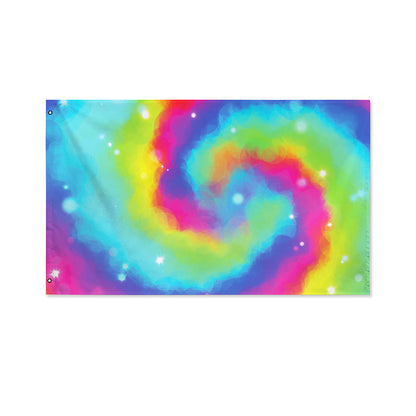 Rainbow Spiral Tie Dye Print Polyester Flag