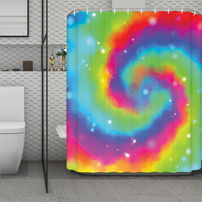 Rainbow Spiral Tie Dye Print Polyester Shower Curtain