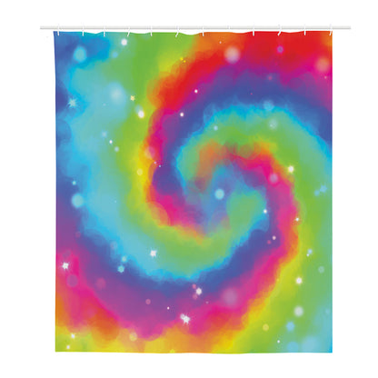 Rainbow Spiral Tie Dye Print Polyester Shower Curtain