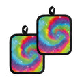 Rainbow Spiral Tie Dye Print Pot Holders