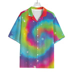 Rainbow Spiral Tie Dye Print Rayon Hawaiian Shirt