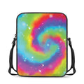 Rainbow Spiral Tie Dye Print Rectangular Crossbody Bag