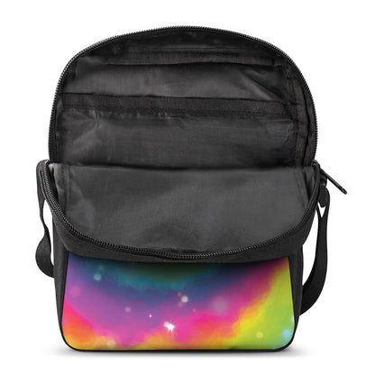 Rainbow Spiral Tie Dye Print Rectangular Crossbody Bag