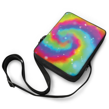 Rainbow Spiral Tie Dye Print Rectangular Crossbody Bag