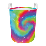Rainbow Spiral Tie Dye Print Round Laundry Basket