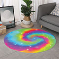 Rainbow Spiral Tie Dye Print Round Rug