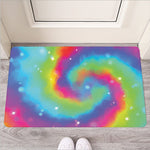Rainbow Spiral Tie Dye Print Rubber Doormat