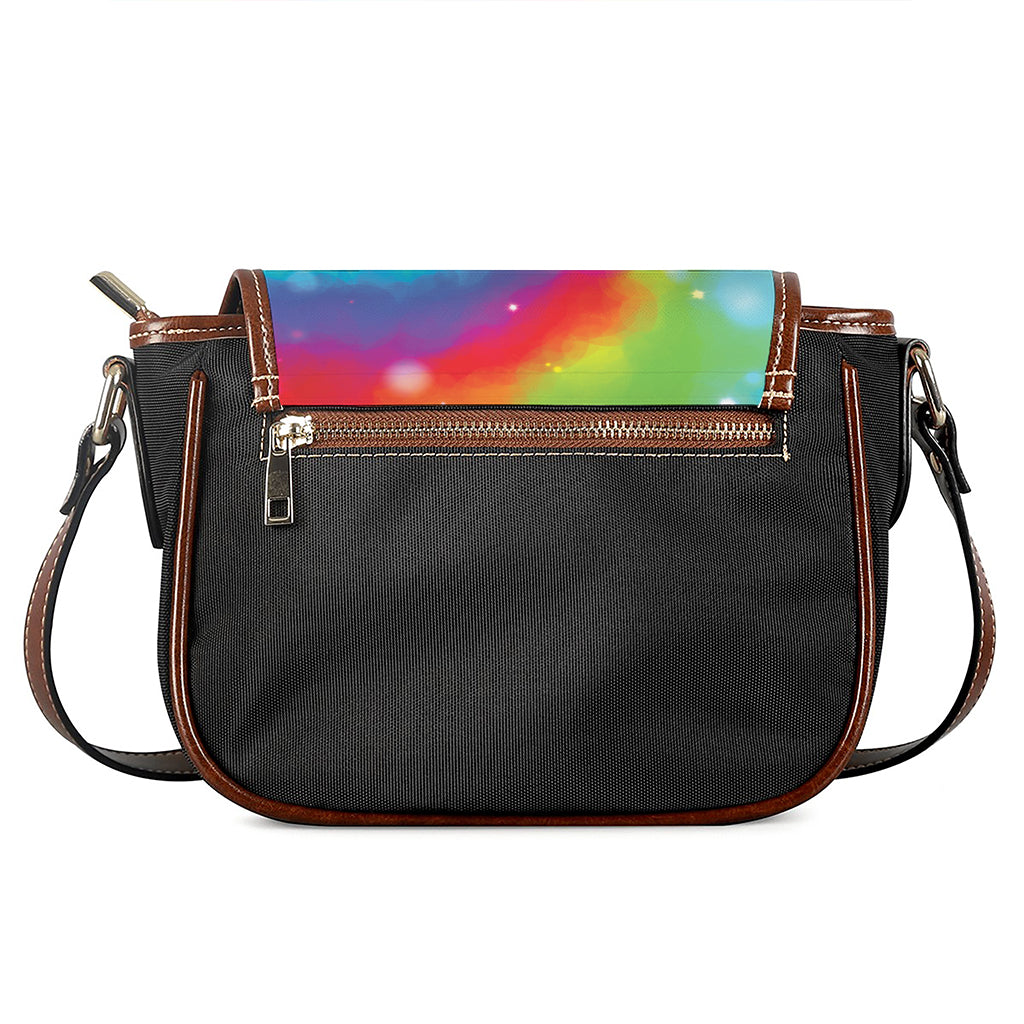 Rainbow Spiral Tie Dye Print Saddle Bag