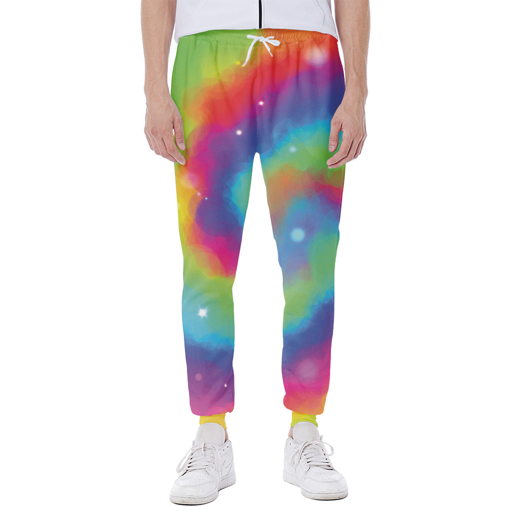 Rainbow Spiral Tie Dye Print Scuba Joggers