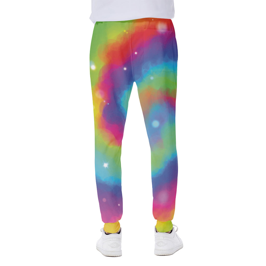 Rainbow Spiral Tie Dye Print Scuba Joggers